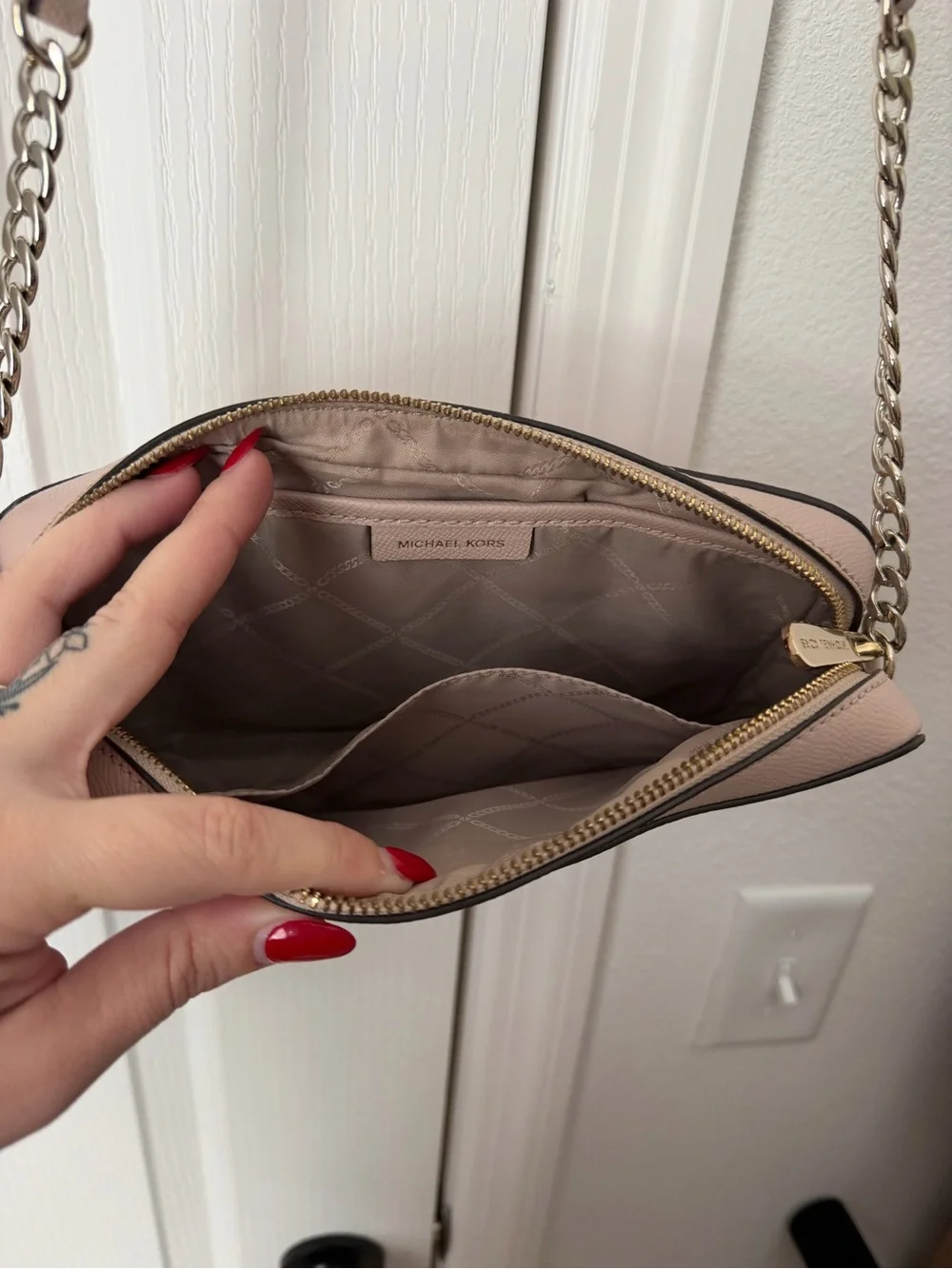 Michael Kors Metallic Rose Gold Crossbody Bag